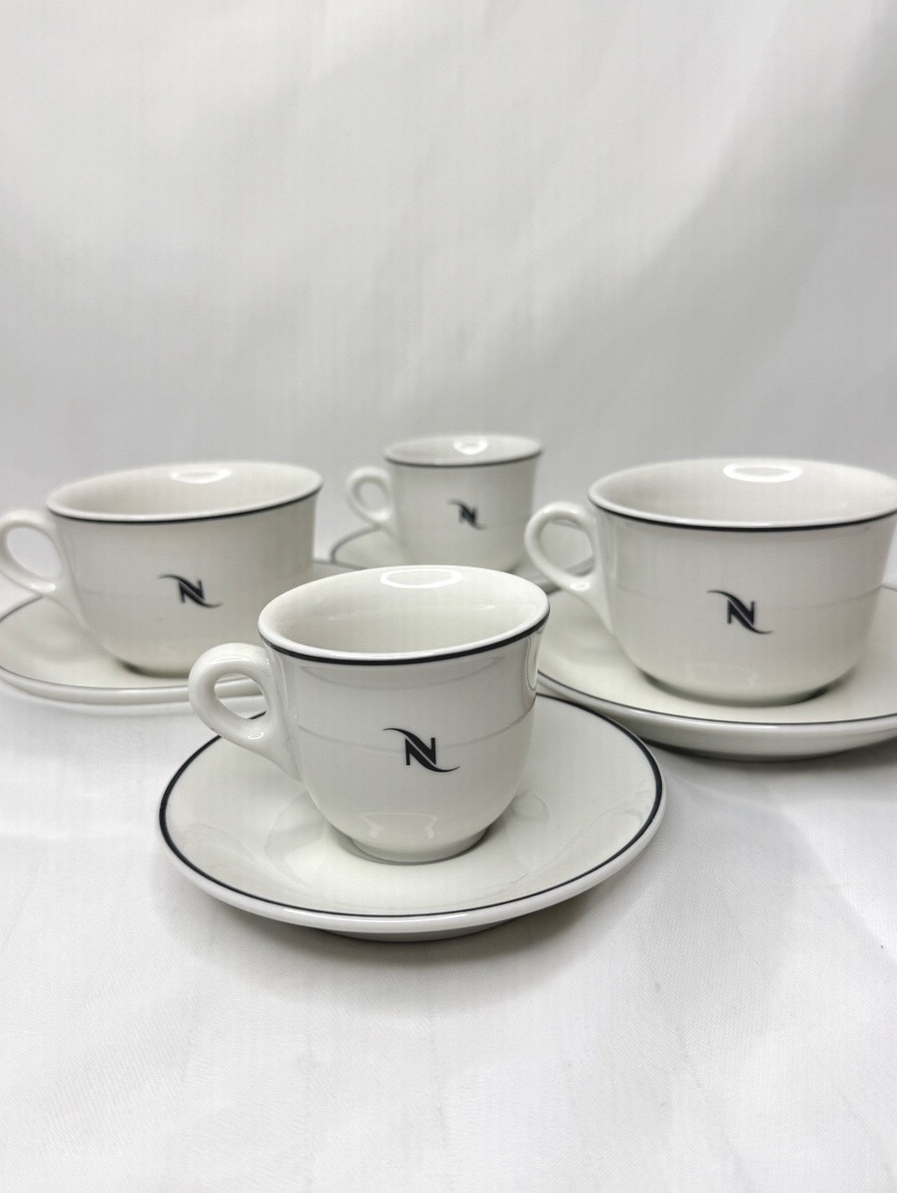 Vintage 90s/00s Nespresso Espresso Cappuccino Cups Saucers Set of 4, 8 Pcs Total